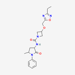 3-[(3-ethyl-1,2,4-oxadiazol-5-yl)methoxy]-N-(5-methyl-2-oxo-1-phenylpyrrolidin-3-yl)azetidine-1-carboxamide