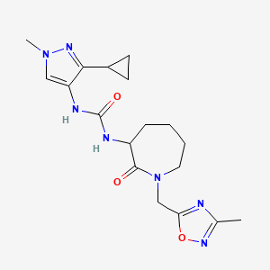 molecular formula C18H25N7O3 B6978113 1-(3-Cyclopropyl-1-methylpyrazol-4-yl)-3-[1-[(3-methyl-1,2,4-oxadiazol-5-yl)methyl]-2-oxoazepan-3-yl]urea 