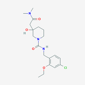 molecular formula C19H28ClN3O4 B6978117 N-[(4-chloro-2-ethoxyphenyl)methyl]-3-[2-(dimethylamino)-2-oxoethyl]-3-hydroxypiperidine-1-carboxamide 