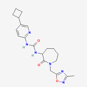 molecular formula C20H26N6O3 B6978121 1-(5-Cyclobutylpyridin-2-yl)-3-[1-[(3-methyl-1,2,4-oxadiazol-5-yl)methyl]-2-oxoazepan-3-yl]urea 