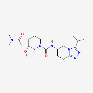 3-[2-(dimethylamino)-2-oxoethyl]-3-hydroxy-N-(3-propan-2-yl-5,6,7,8-tetrahydro-[1,2,4]triazolo[4,3-a]pyridin-6-yl)piperidine-1-carboxamide