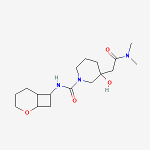 molecular formula C17H29N3O4 B6978165 3-[2-(dimethylamino)-2-oxoethyl]-3-hydroxy-N-(2-oxabicyclo[4.2.0]octan-7-yl)piperidine-1-carboxamide 