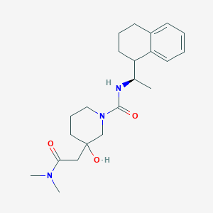 molecular formula C22H33N3O3 B6978172 3-[2-(dimethylamino)-2-oxoethyl]-3-hydroxy-N-[(1R)-1-(1,2,3,4-tetrahydronaphthalen-1-yl)ethyl]piperidine-1-carboxamide 