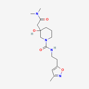 molecular formula C16H26N4O4 B6978207 3-[2-(dimethylamino)-2-oxoethyl]-3-hydroxy-N-[2-(3-methyl-1,2-oxazol-5-yl)ethyl]piperidine-1-carboxamide 