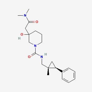 molecular formula C21H31N3O3 B6978214 3-[2-(dimethylamino)-2-oxoethyl]-3-hydroxy-N-[[(1R,2S)-1-methyl-2-phenylcyclopropyl]methyl]piperidine-1-carboxamide 