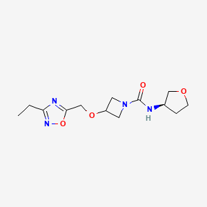 molecular formula C13H20N4O4 B6978246 3-[(3-ethyl-1,2,4-oxadiazol-5-yl)methoxy]-N-[(3R)-oxolan-3-yl]azetidine-1-carboxamide 