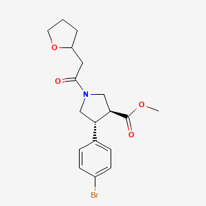 molecular formula C18H22BrNO4 B6978269 methyl (3S,4R)-4-(4-bromophenyl)-1-[2-(oxolan-2-yl)acetyl]pyrrolidine-3-carboxylate 