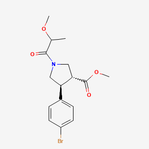 molecular formula C16H20BrNO4 B6978276 methyl (3R,4S)-4-(4-bromophenyl)-1-(2-methoxypropanoyl)pyrrolidine-3-carboxylate 