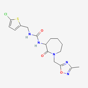 1-[(5-Chlorothiophen-2-yl)methyl]-3-[1-[(3-methyl-1,2,4-oxadiazol-5-yl)methyl]-2-oxoazepan-3-yl]urea