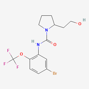 molecular formula C14H16BrF3N2O3 B6978352 N-[5-bromo-2-(trifluoromethoxy)phenyl]-2-(2-hydroxyethyl)pyrrolidine-1-carboxamide 