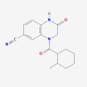 molecular formula C17H19N3O2 B6978359 4-(2-Methylcyclohexanecarbonyl)-2-oxo-1,3-dihydroquinoxaline-6-carbonitrile 