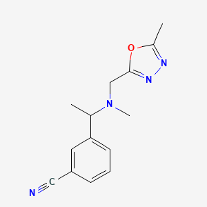 3-[1-[Methyl-[(5-methyl-1,3,4-oxadiazol-2-yl)methyl]amino]ethyl]benzonitrile