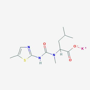 molecular formula C12H18KN3O3S B6978393 Potassium;4-methyl-2-[methyl-[(5-methyl-1,3-thiazol-2-yl)carbamoyl]amino]pentanoate 