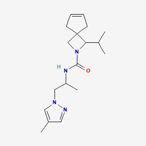 molecular formula C18H28N4O B6978498 N-[1-(4-methylpyrazol-1-yl)propan-2-yl]-3-propan-2-yl-2-azaspiro[3.4]oct-6-ene-2-carboxamide 