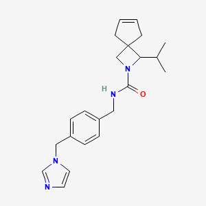 molecular formula C22H28N4O B6978510 N-[[4-(imidazol-1-ylmethyl)phenyl]methyl]-3-propan-2-yl-2-azaspiro[3.4]oct-6-ene-2-carboxamide 