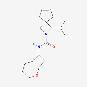 molecular formula C18H28N2O2 B6978526 N-(2-oxabicyclo[4.2.0]octan-7-yl)-3-propan-2-yl-2-azaspiro[3.4]oct-6-ene-2-carboxamide 