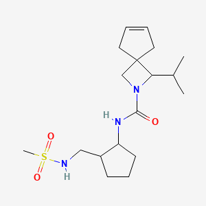 molecular formula C18H31N3O3S B6978532 N-[2-(methanesulfonamidomethyl)cyclopentyl]-3-propan-2-yl-2-azaspiro[3.4]oct-6-ene-2-carboxamide 