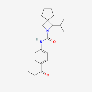 molecular formula C21H28N2O2 B6978587 N-[4-(2-methylpropanoyl)phenyl]-3-propan-2-yl-2-azaspiro[3.4]oct-6-ene-2-carboxamide 