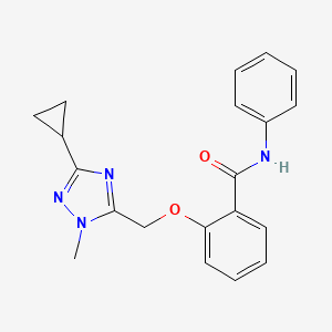 molecular formula C20H20N4O2 B6978602 2-[(5-cyclopropyl-2-methyl-1,2,4-triazol-3-yl)methoxy]-N-phenylbenzamide 