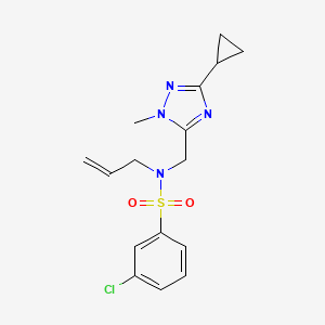 molecular formula C16H19ClN4O2S B6978633 3-chloro-N-[(5-cyclopropyl-2-methyl-1,2,4-triazol-3-yl)methyl]-N-prop-2-enylbenzenesulfonamide 