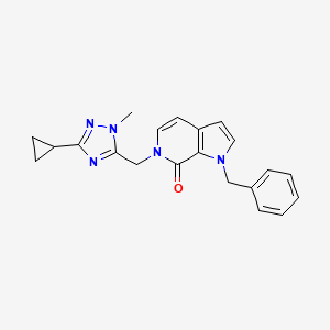 molecular formula C21H21N5O B6978636 1-Benzyl-6-[(5-cyclopropyl-2-methyl-1,2,4-triazol-3-yl)methyl]pyrrolo[2,3-c]pyridin-7-one 