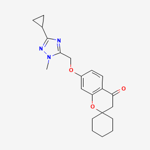 molecular formula C21H25N3O3 B6978641 7-[(5-cyclopropyl-2-methyl-1,2,4-triazol-3-yl)methoxy]spiro[3H-chromene-2,1'-cyclohexane]-4-one 