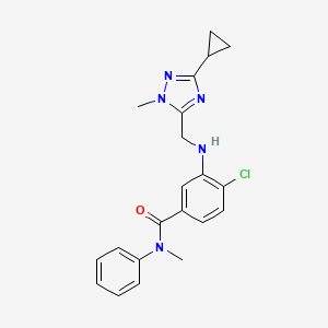 molecular formula C21H22ClN5O B6978746 4-chloro-3-[(5-cyclopropyl-2-methyl-1,2,4-triazol-3-yl)methylamino]-N-methyl-N-phenylbenzamide 