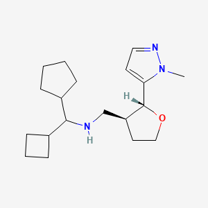 1-cyclobutyl-1-cyclopentyl-N-[[(2R,3S)-2-(2-methylpyrazol-3-yl)oxolan-3-yl]methyl]methanamine