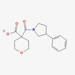 4-(3-Phenylpyrrolidine-1-carbonyl)oxane-4-carboxylic acid