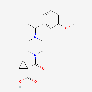 molecular formula C18H24N2O4 B6978840 1-[4-[1-(3-Methoxyphenyl)ethyl]piperazine-1-carbonyl]cyclopropane-1-carboxylic acid 