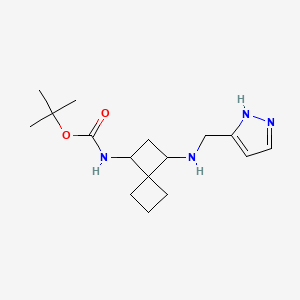 molecular formula C16H26N4O2 B6978844 tert-butyl N-[1-(1H-pyrazol-5-ylmethylamino)spiro[3.3]heptan-3-yl]carbamate 