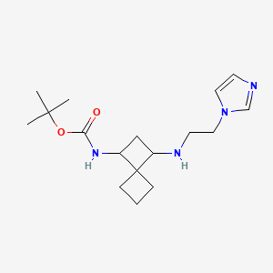 molecular formula C17H28N4O2 B6978851 tert-butyl N-[1-(2-imidazol-1-ylethylamino)spiro[3.3]heptan-3-yl]carbamate 