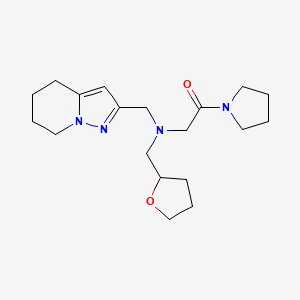 molecular formula C19H30N4O2 B6978921 2-[Oxolan-2-ylmethyl(4,5,6,7-tetrahydropyrazolo[1,5-a]pyridin-2-ylmethyl)amino]-1-pyrrolidin-1-ylethanone 