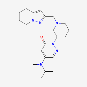 molecular formula C21H32N6O B6978951 5-[Methyl(propan-2-yl)amino]-2-[1-(4,5,6,7-tetrahydropyrazolo[1,5-a]pyridin-2-ylmethyl)piperidin-3-yl]pyridazin-3-one 