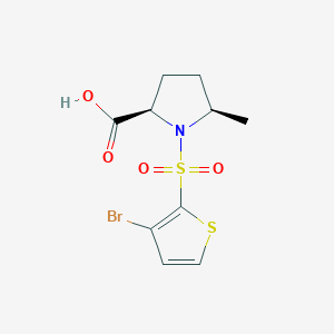 molecular formula C10H12BrNO4S2 B6979064 (2R,5R)-1-(3-bromothiophen-2-yl)sulfonyl-5-methylpyrrolidine-2-carboxylic acid 