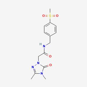 molecular formula C14H18N4O4S B6979073 2-(3,4-dimethyl-5-oxo-1,2,4-triazol-1-yl)-N-[(4-methylsulfonylphenyl)methyl]acetamide 