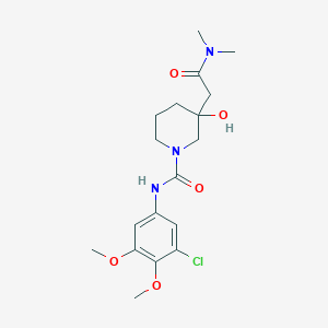 molecular formula C18H26ClN3O5 B6979076 N-(3-chloro-4,5-dimethoxyphenyl)-3-[2-(dimethylamino)-2-oxoethyl]-3-hydroxypiperidine-1-carboxamide 