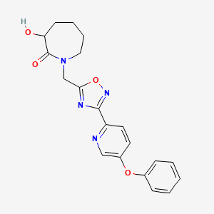 molecular formula C20H20N4O4 B6979094 3-Hydroxy-1-[[3-(5-phenoxypyridin-2-yl)-1,2,4-oxadiazol-5-yl]methyl]azepan-2-one 