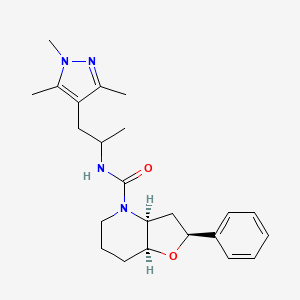 molecular formula C23H32N4O2 B6979101 (2S,3aS,7aS)-2-phenyl-N-[1-(1,3,5-trimethylpyrazol-4-yl)propan-2-yl]-3,3a,5,6,7,7a-hexahydro-2H-furo[3,2-b]pyridine-4-carboxamide 