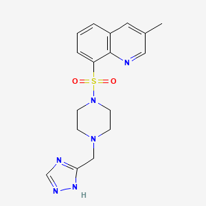 molecular formula C17H20N6O2S B6979171 3-methyl-8-[4-(1H-1,2,4-triazol-5-ylmethyl)piperazin-1-yl]sulfonylquinoline 