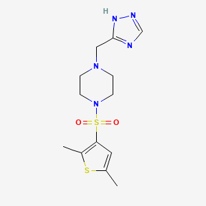 molecular formula C13H19N5O2S2 B6979191 1-(2,5-dimethylthiophen-3-yl)sulfonyl-4-(1H-1,2,4-triazol-5-ylmethyl)piperazine 