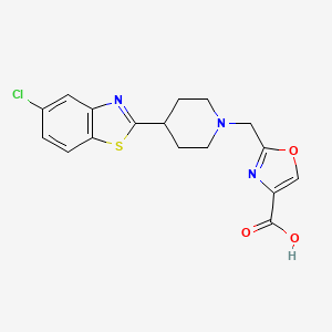 2-[[4-(5-Chloro-1,3-benzothiazol-2-yl)piperidin-1-yl]methyl]-1,3-oxazole-4-carboxylic acid