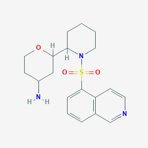 molecular formula C19H25N3O3S B6979267 2-(1-Isoquinolin-5-ylsulfonylpiperidin-2-yl)oxan-4-amine 