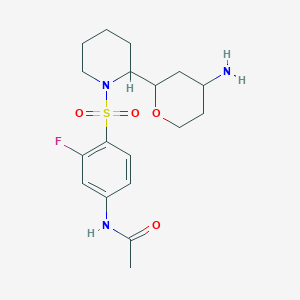 N-[4-[2-(4-aminooxan-2-yl)piperidin-1-yl]sulfonyl-3-fluorophenyl]acetamide