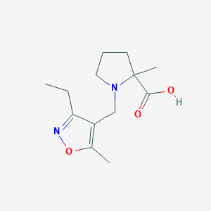 1-[(3-Ethyl-5-methyl-1,2-oxazol-4-yl)methyl]-2-methylpyrrolidine-2-carboxylic acid