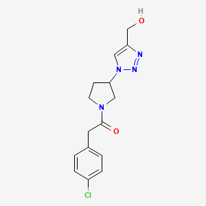 2-(4-Chlorophenyl)-1-[3-[4-(hydroxymethyl)triazol-1-yl]pyrrolidin-1-yl]ethanone