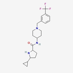 molecular formula C21H28F3N3O B6979454 5-cyclopropyl-N-[1-[[3-(trifluoromethyl)phenyl]methyl]piperidin-4-yl]pyrrolidine-2-carboxamide 