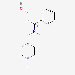 molecular formula C17H28N2O B6979484 3-[Methyl-[(1-methylpiperidin-4-yl)methyl]amino]-3-phenylpropan-1-ol 