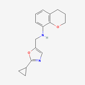 molecular formula C16H18N2O2 B6979494 N-[(2-cyclopropyl-1,3-oxazol-5-yl)methyl]-3,4-dihydro-2H-chromen-8-amine 