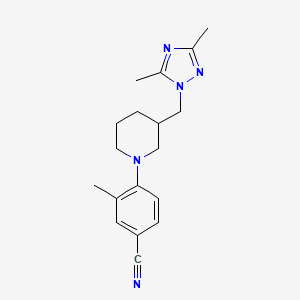 molecular formula C18H23N5 B6979501 4-[3-[(3,5-Dimethyl-1,2,4-triazol-1-yl)methyl]piperidin-1-yl]-3-methylbenzonitrile 